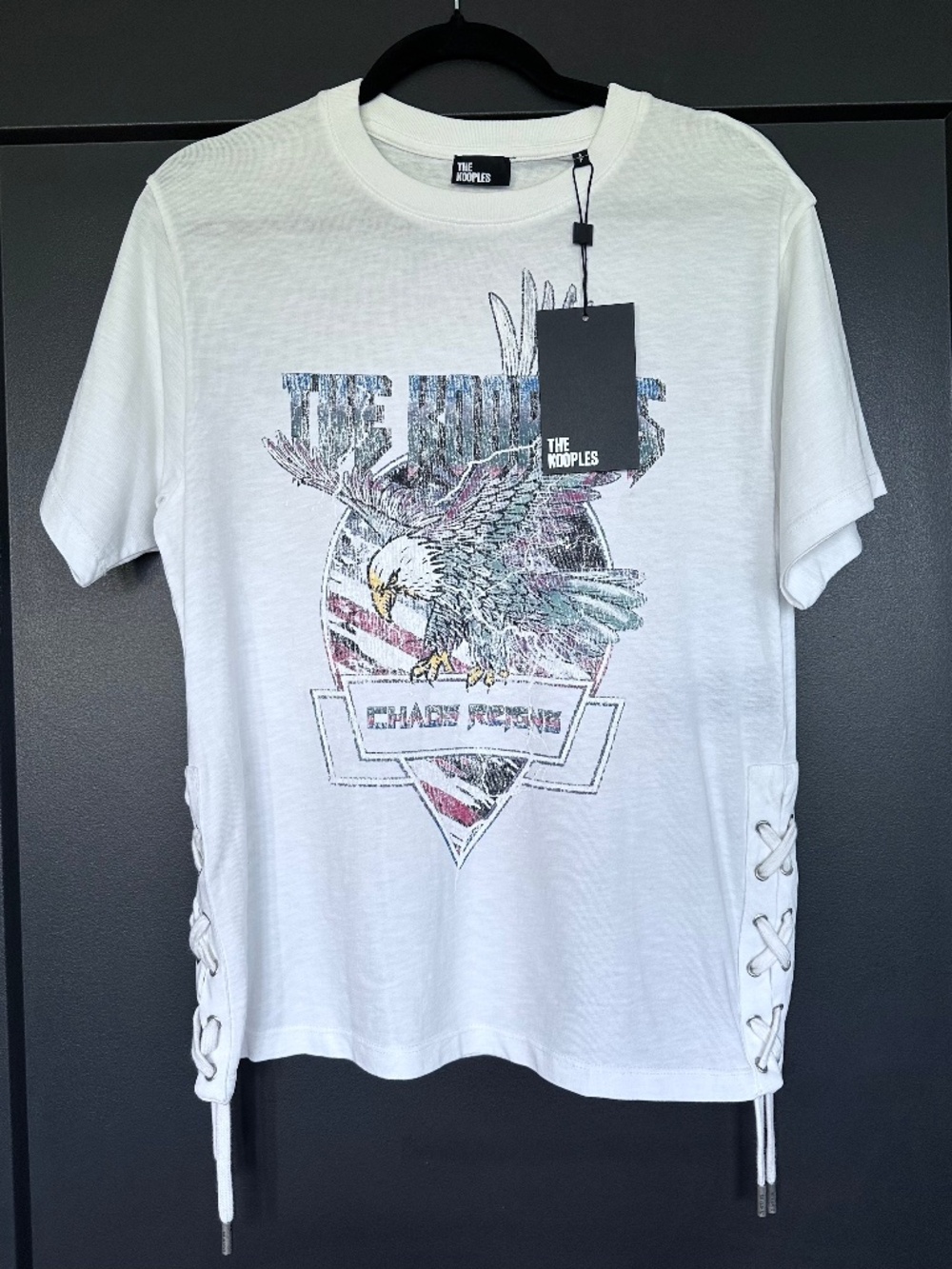 NWT The Kooples Chaos Reigns Lace-Up Graphic Tee White Size 1 / S $155